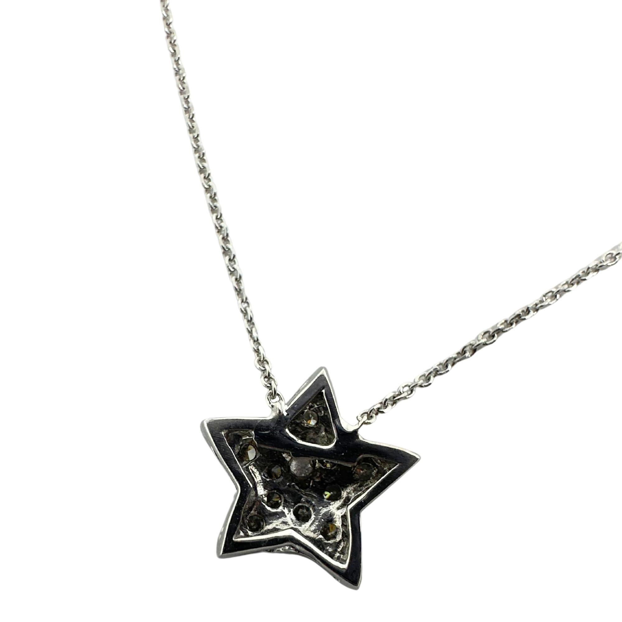 Ciondolo a stella con diamante in oro bianco 18K e catena 14K in vendita 3