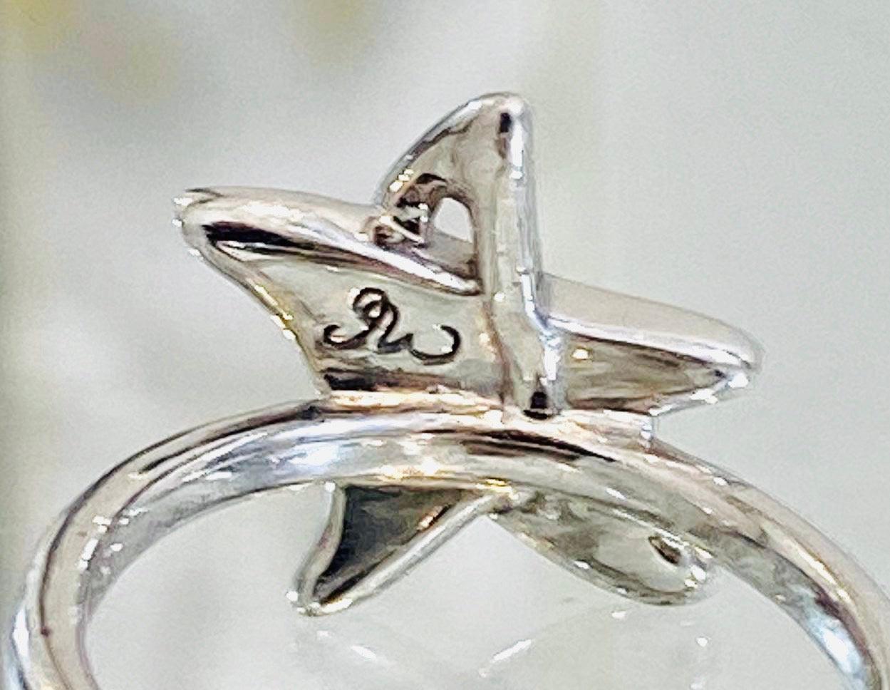 18 Karat Weißgold & Diamant-Stern-Ring im Angebot 1