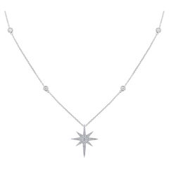 18K White Gold Diamond Starburst Necklace
