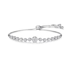 Bracciale con diamanti in oro bianco 18K - 0,61 carati, lunghezza regolabile