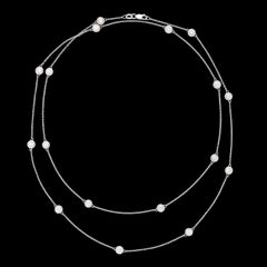 18k White Gold Diamond Station Necklace