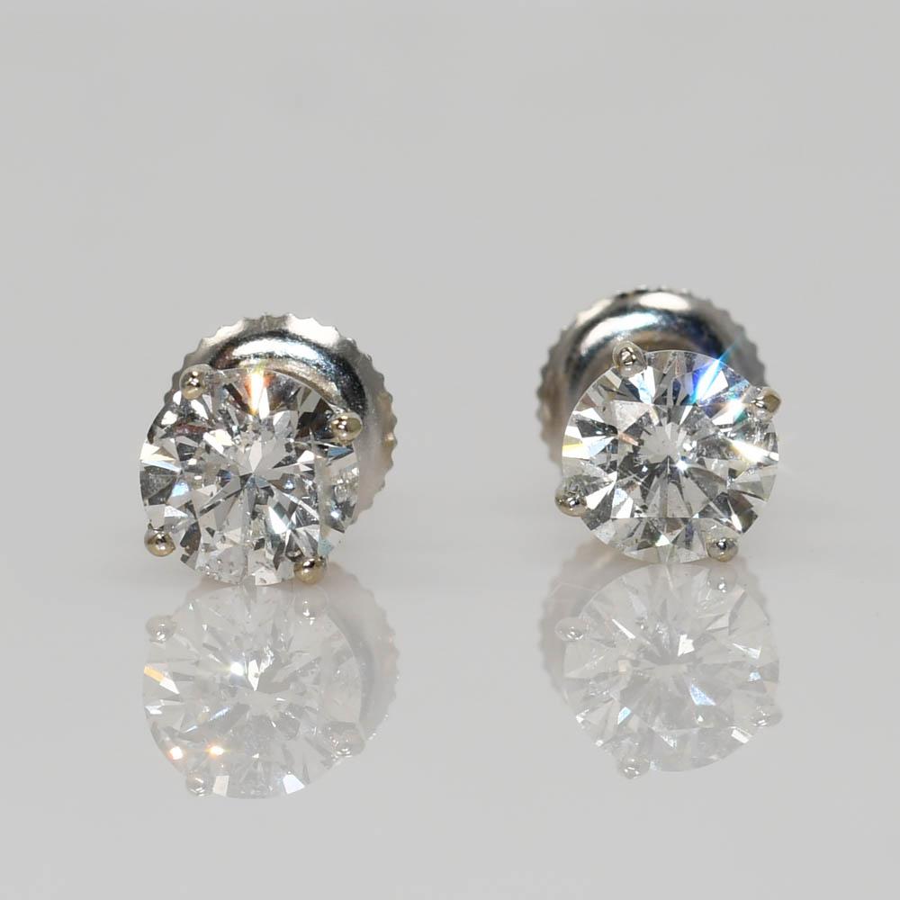 da uomo o donna Orecchini con diamanti in oro bianco 18K 1,45ct in vendita