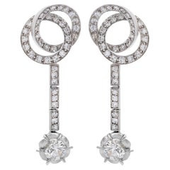 18k White Gold Diamond Stud Earrings, 1.47 Carats