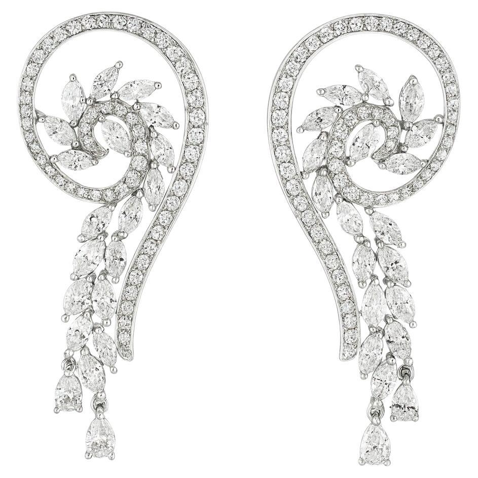 Orecchini con diamanti in oro bianco 18K - Alta Gioielleria