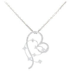 18k White Gold & Diamond Sweeping Heart Silhouette Pendant Necklace