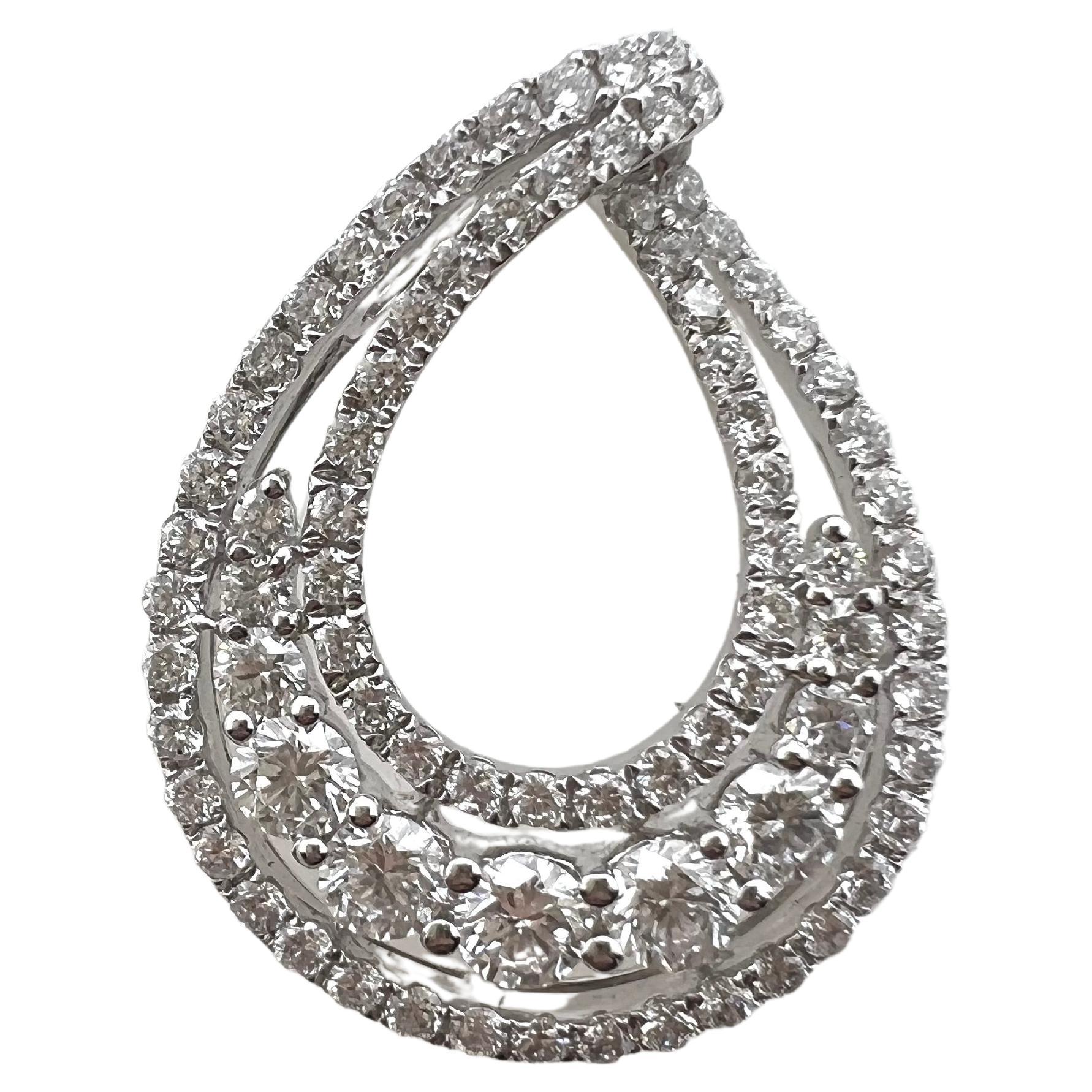18k White Gold Diamond Swirl Pendant Design For Sale