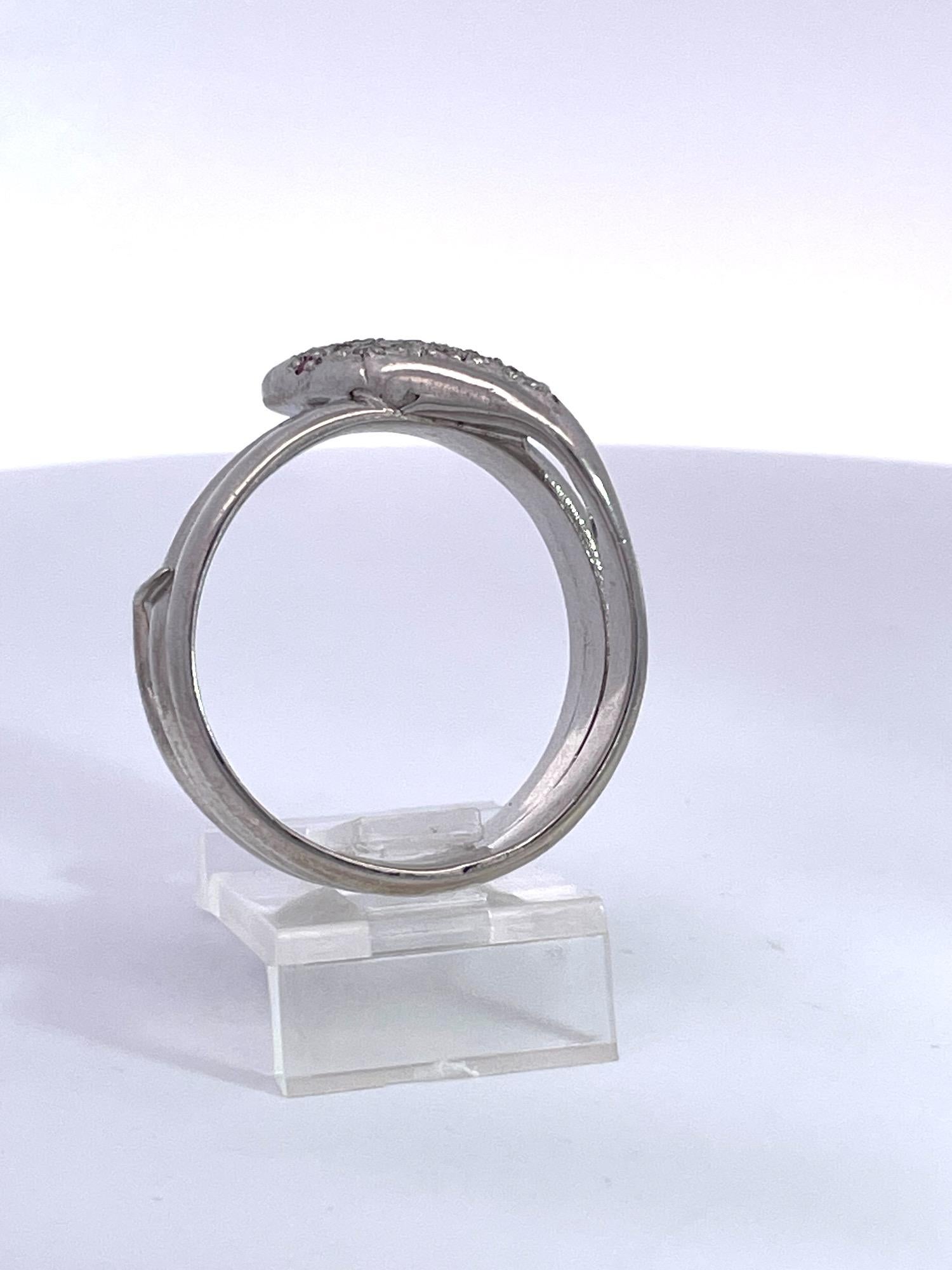 Women's or Men's 18K White Gold Diamond Tanzanite Head Snake Ring For Sale