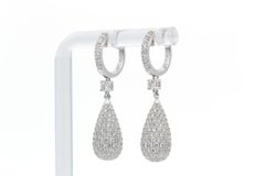 18k White Gold Diamond Teardrop Dangle Drop Earrings 1.40ctw F-G/VS-SI – Lever B