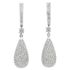 18k White Gold Diamond Teardrop Dangle Drop Earrings 1.40ctw F-G/VS-SI – Lever B