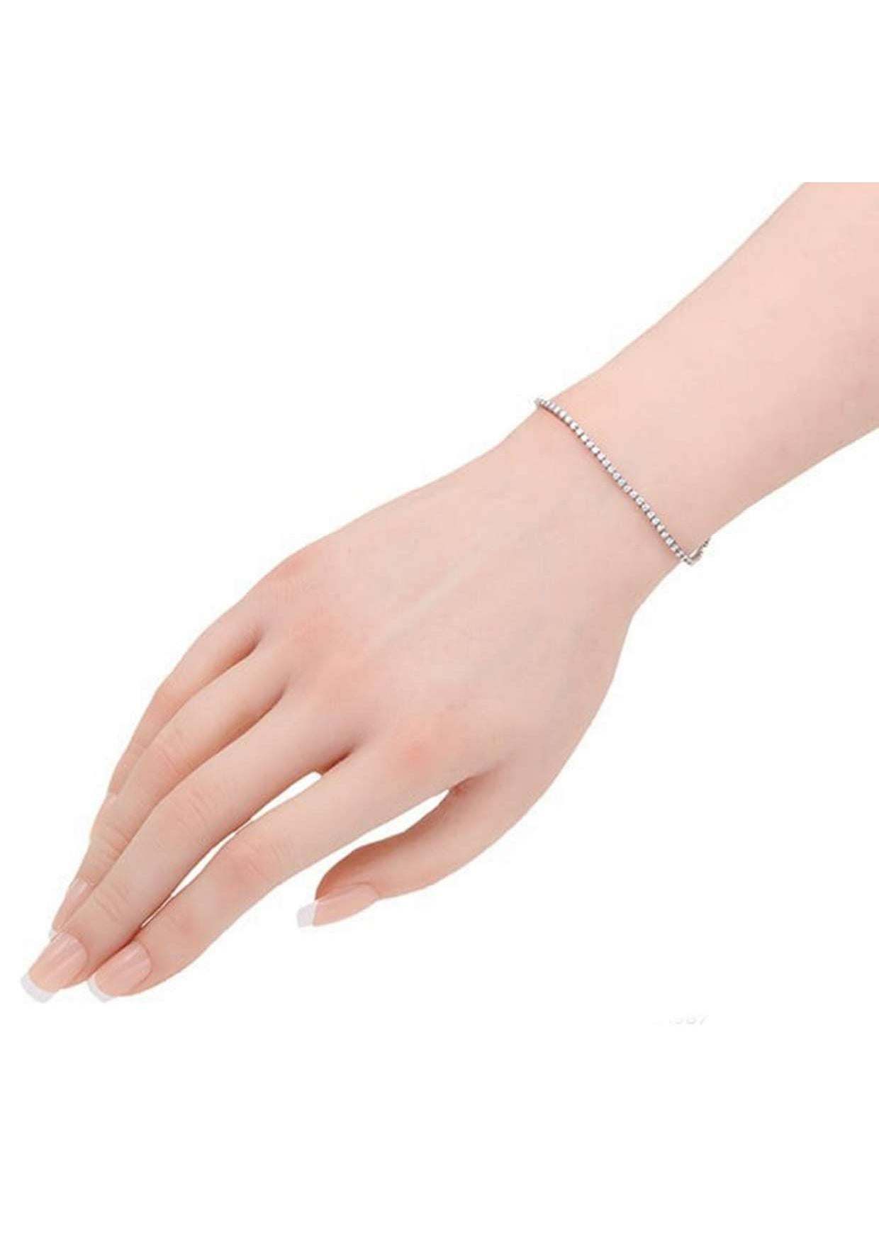 Taille ronde Bracelet tennis en or blanc 18 carats avec diamants, 0,82 carat en vente