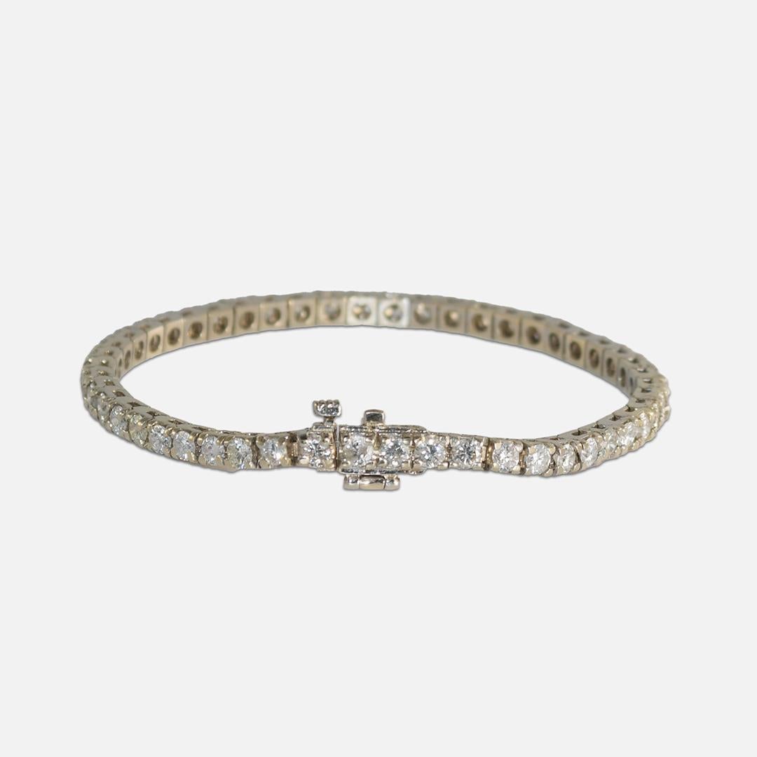 18 Karat Weißgold Diamant-Tennisarmband 5,00 Karat (Rundschliff)