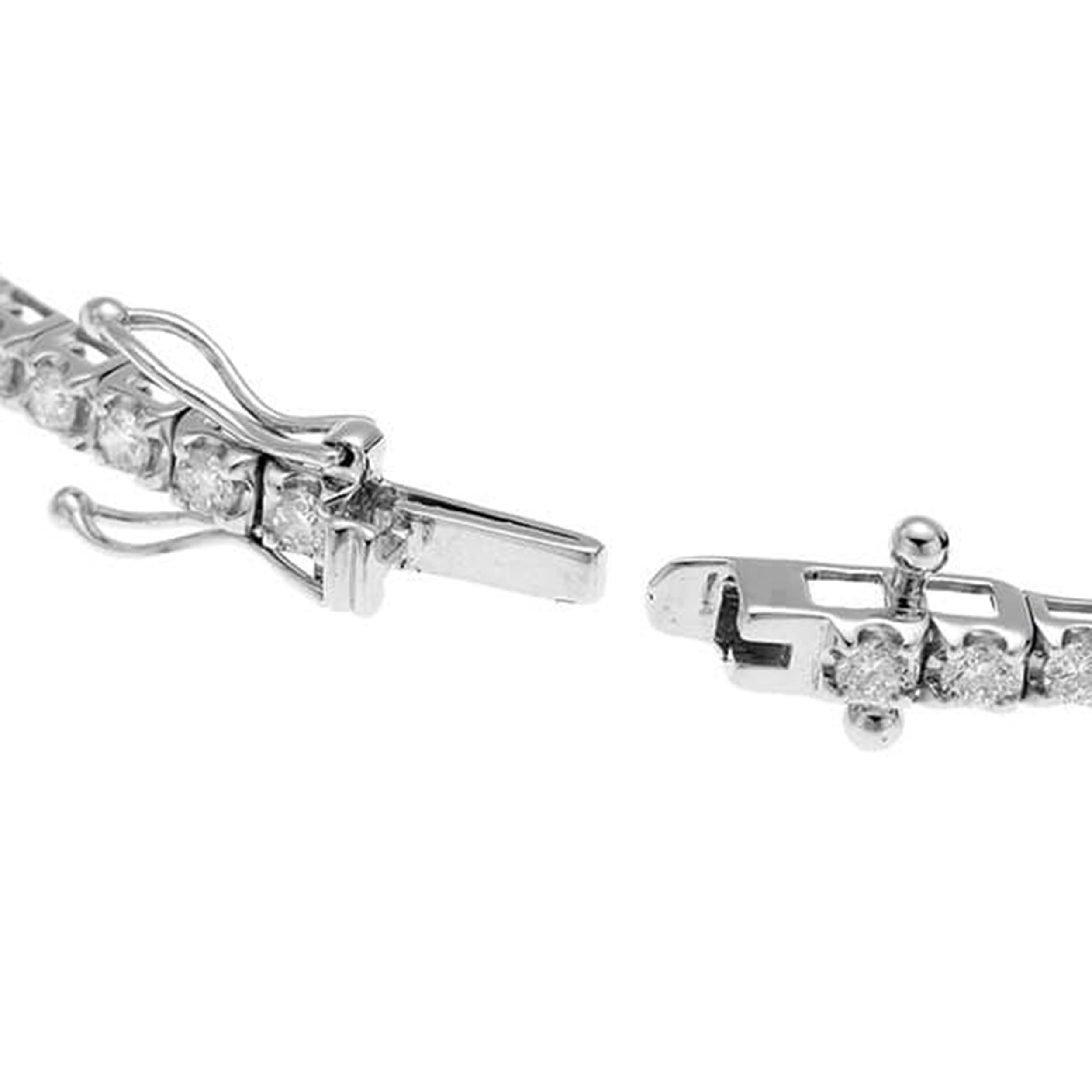 Artist 18K White Gold Diamond Tennis Bracelet  5.17ct Total Weight  Approx. 18cm  For Sale