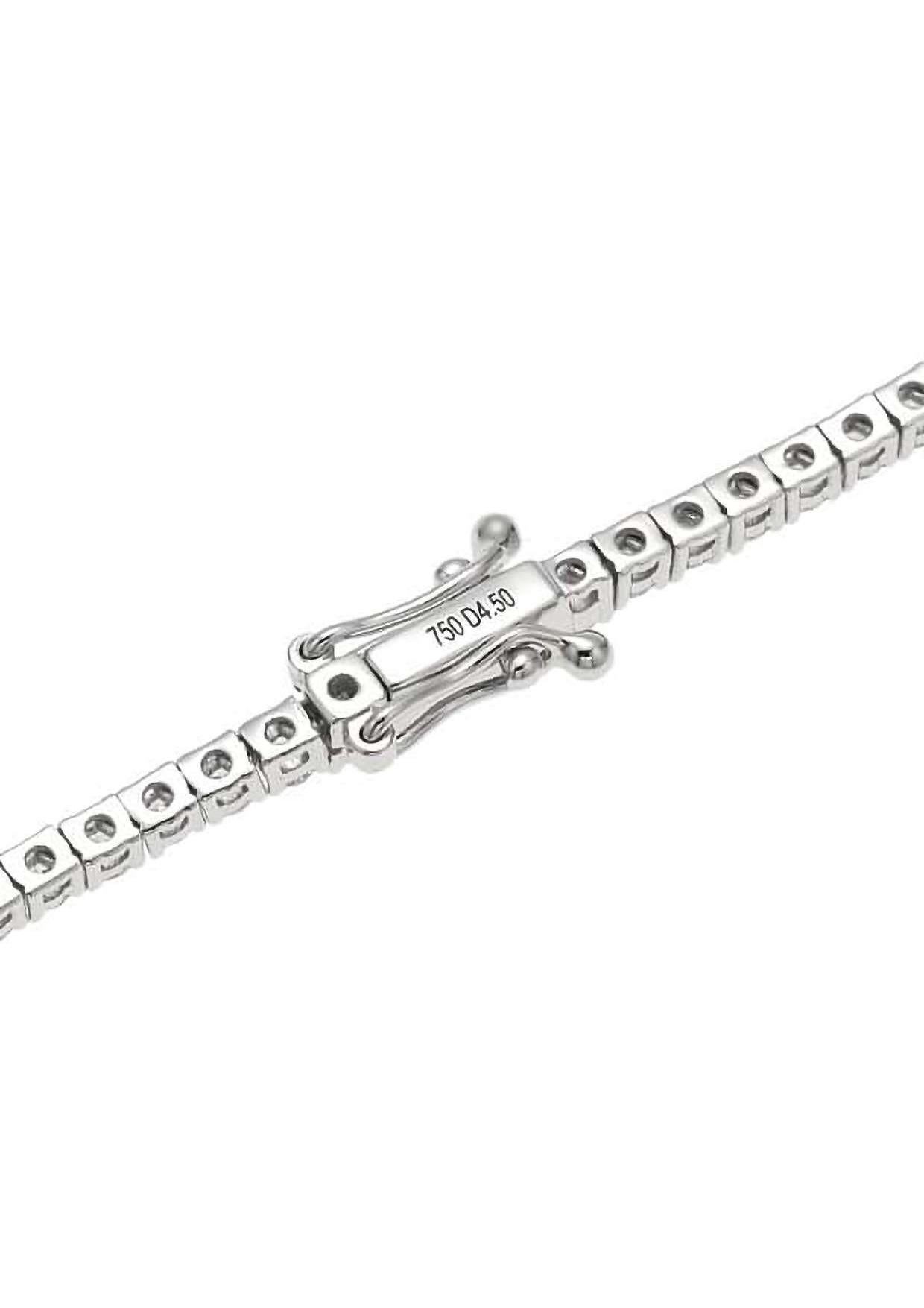 18K White Gold Diamond Tennis Necklace, 4.50ct In New Condition For Sale In Holtsville, NY