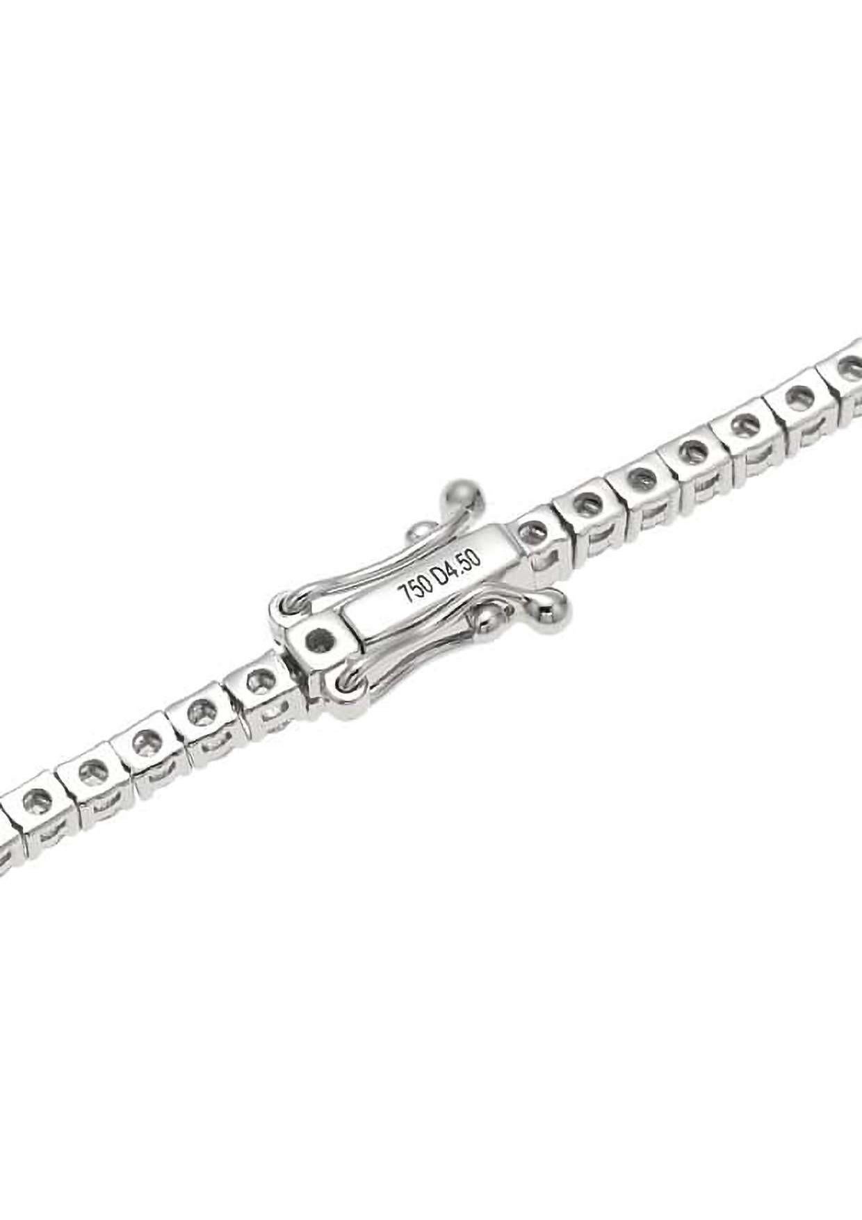 Collier tennis en or blanc 18 carats, 4,50 carats Neuf - En vente à Holtsville, NY