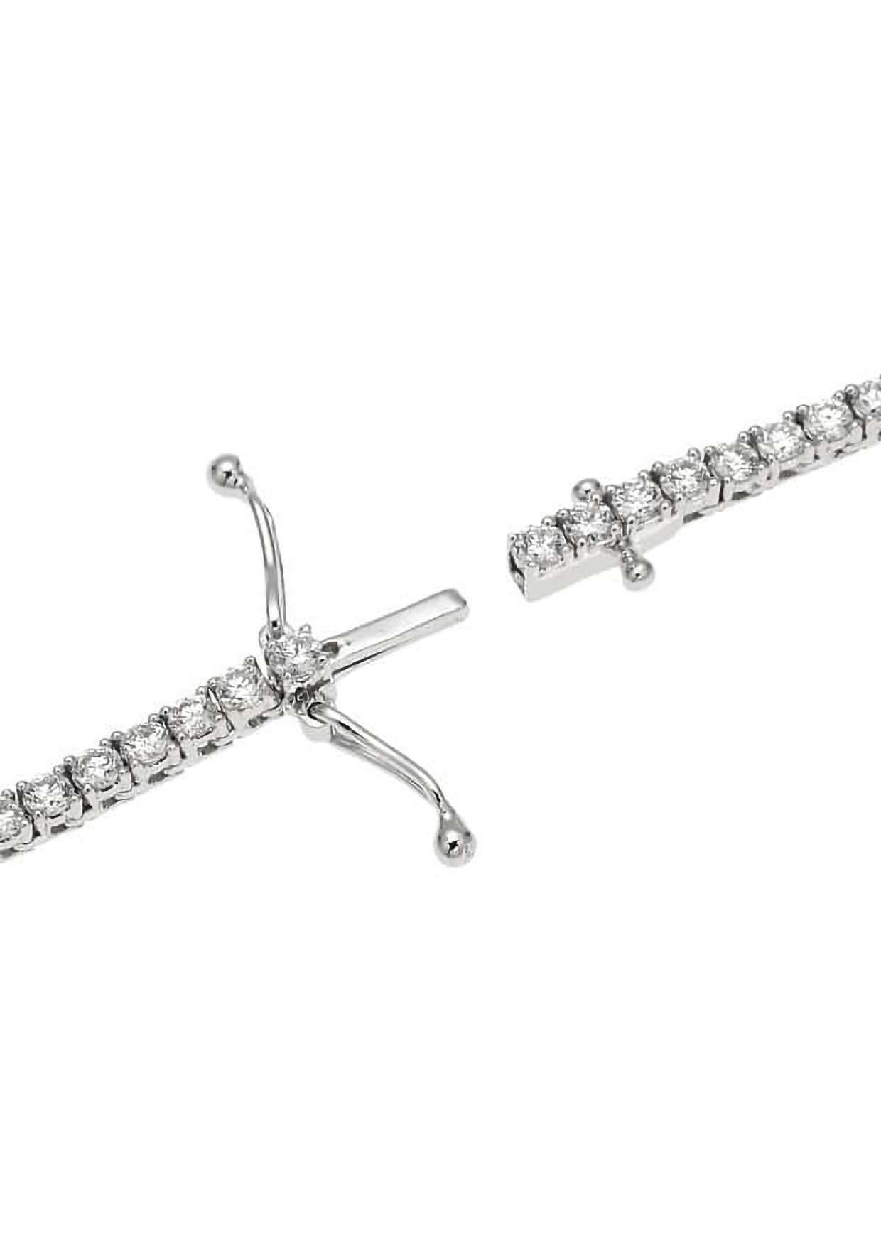 Women's 18K White Gold Diamond Tennis Necklace, 4.50ct For Sale