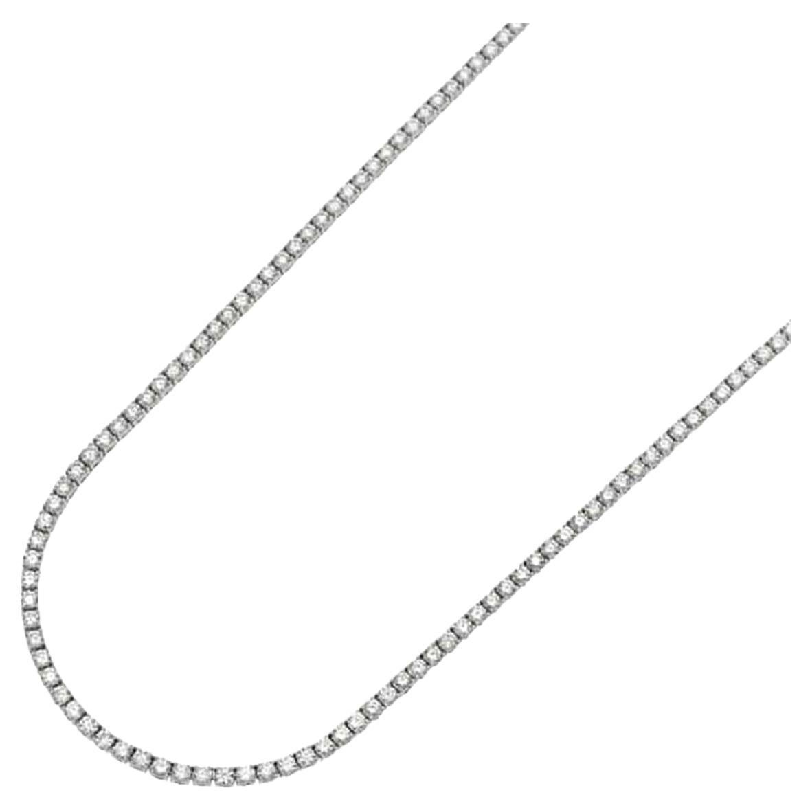 18K White Gold Diamond Tennis Necklace, 4.50ct For Sale