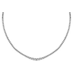 18K White Gold Diamond Tennis Necklace, 6.77ct