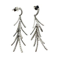 18K White Gold Diamond Tree Drop Earrings