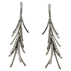 18K White Gold Diamond Tree Drop Earrings