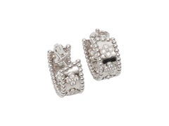 18K White Gold & Diamond Van Cleef and Arpels Perlee Clovers Hoop Earrings