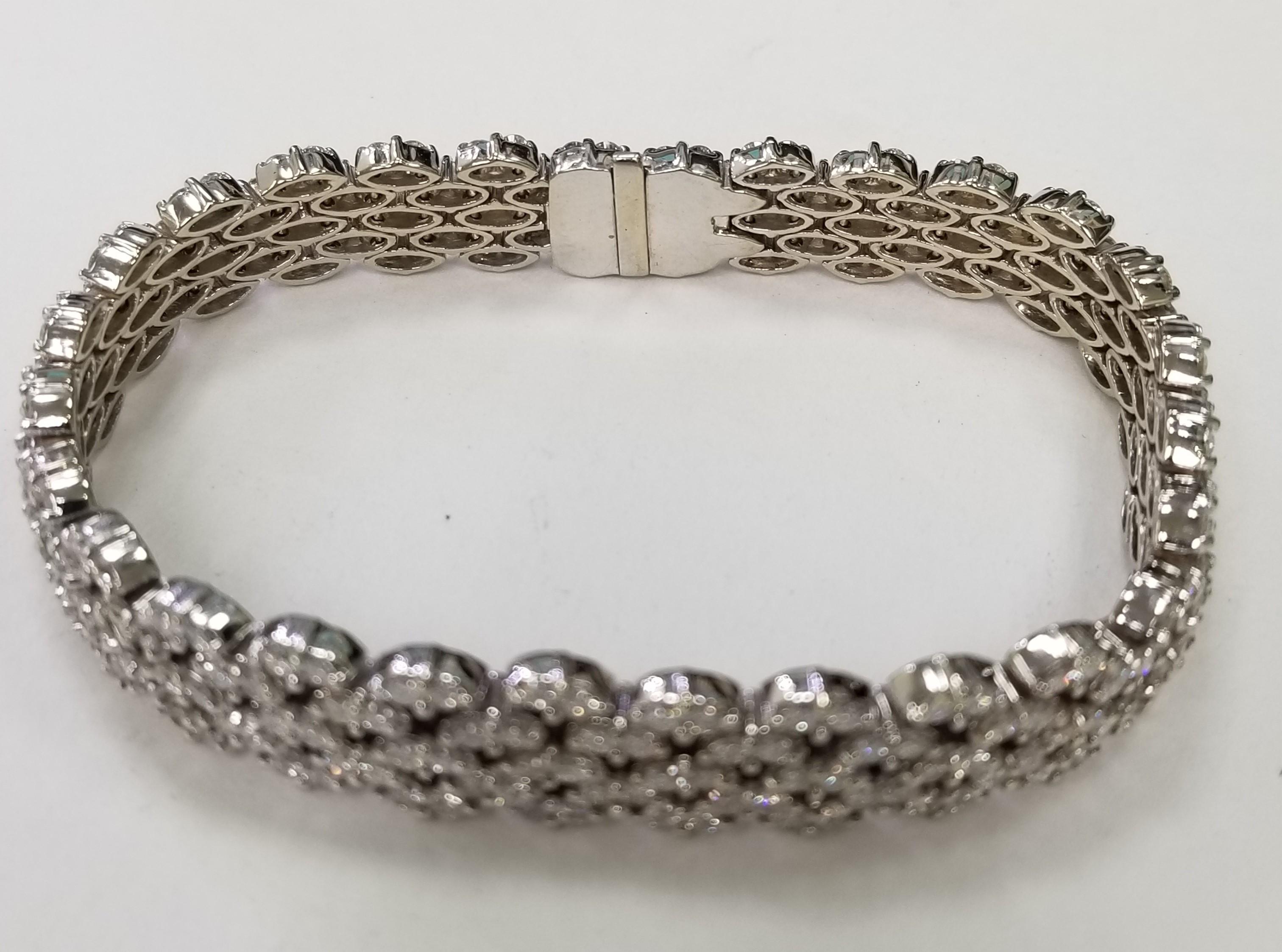 Round Cut 18K White Gold Diamond Vintage 5 row 
