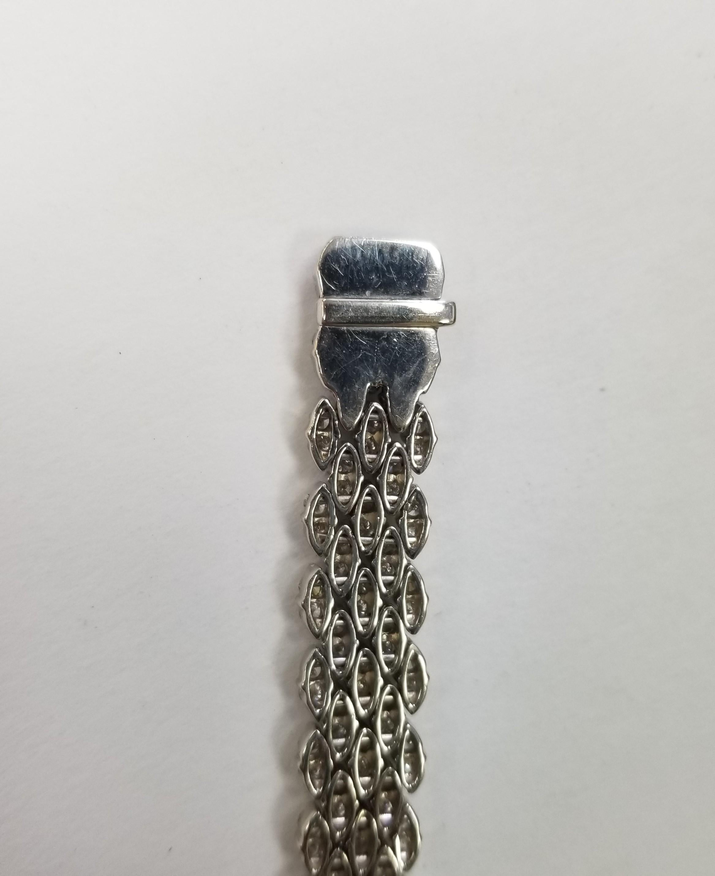 18K White Gold Diamond Vintage 5 row 