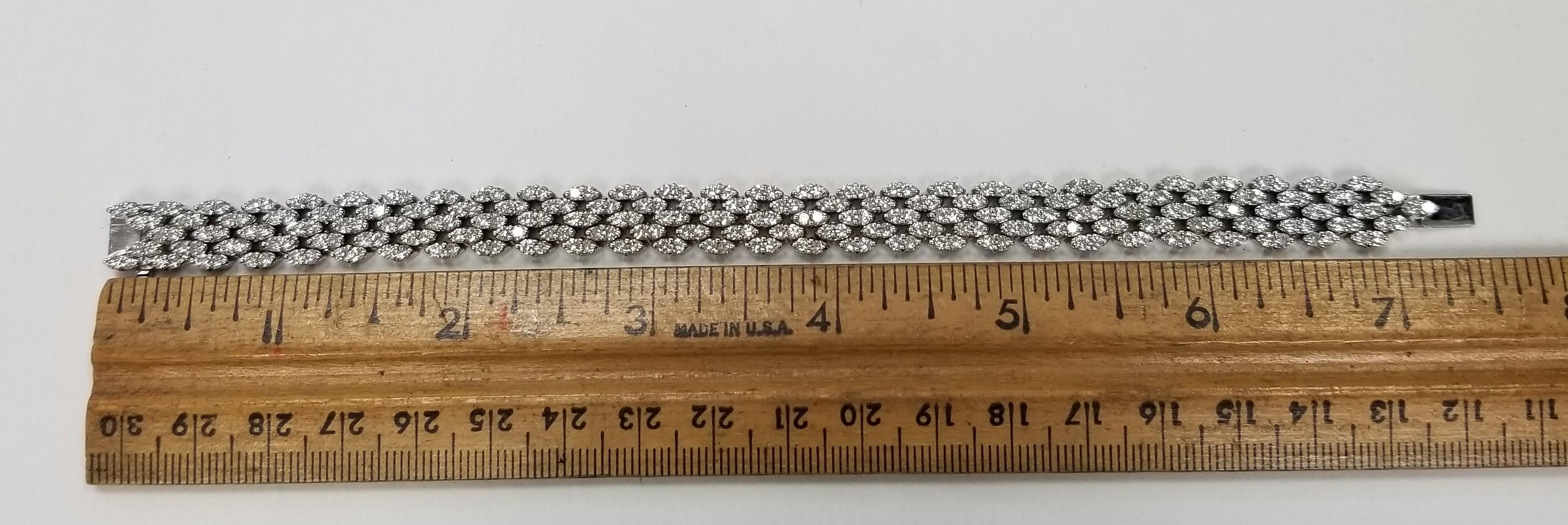 Women's or Men's 18K White Gold Diamond Vintage 5 row 