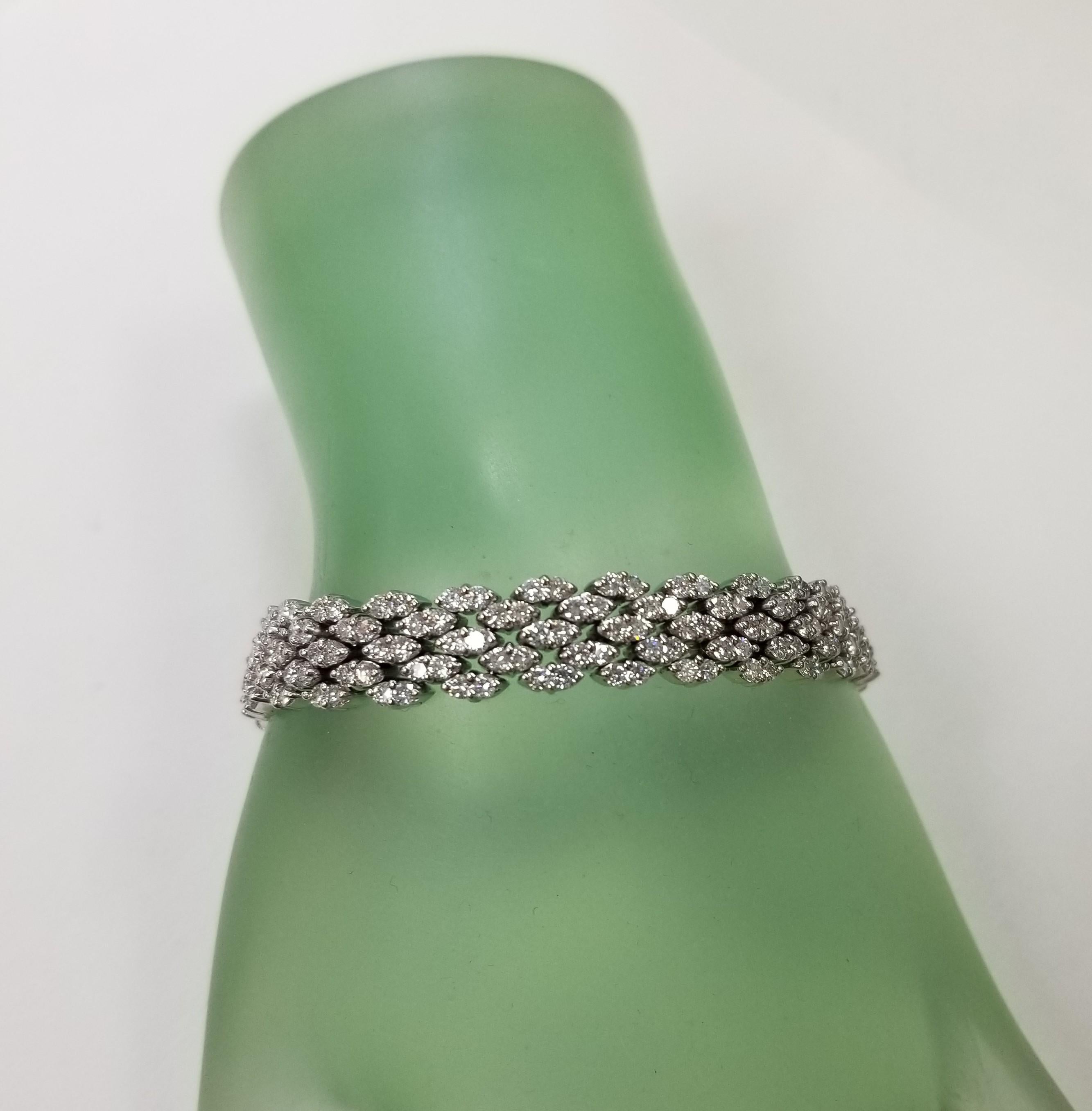 18K White Gold Diamond Vintage 5 row 