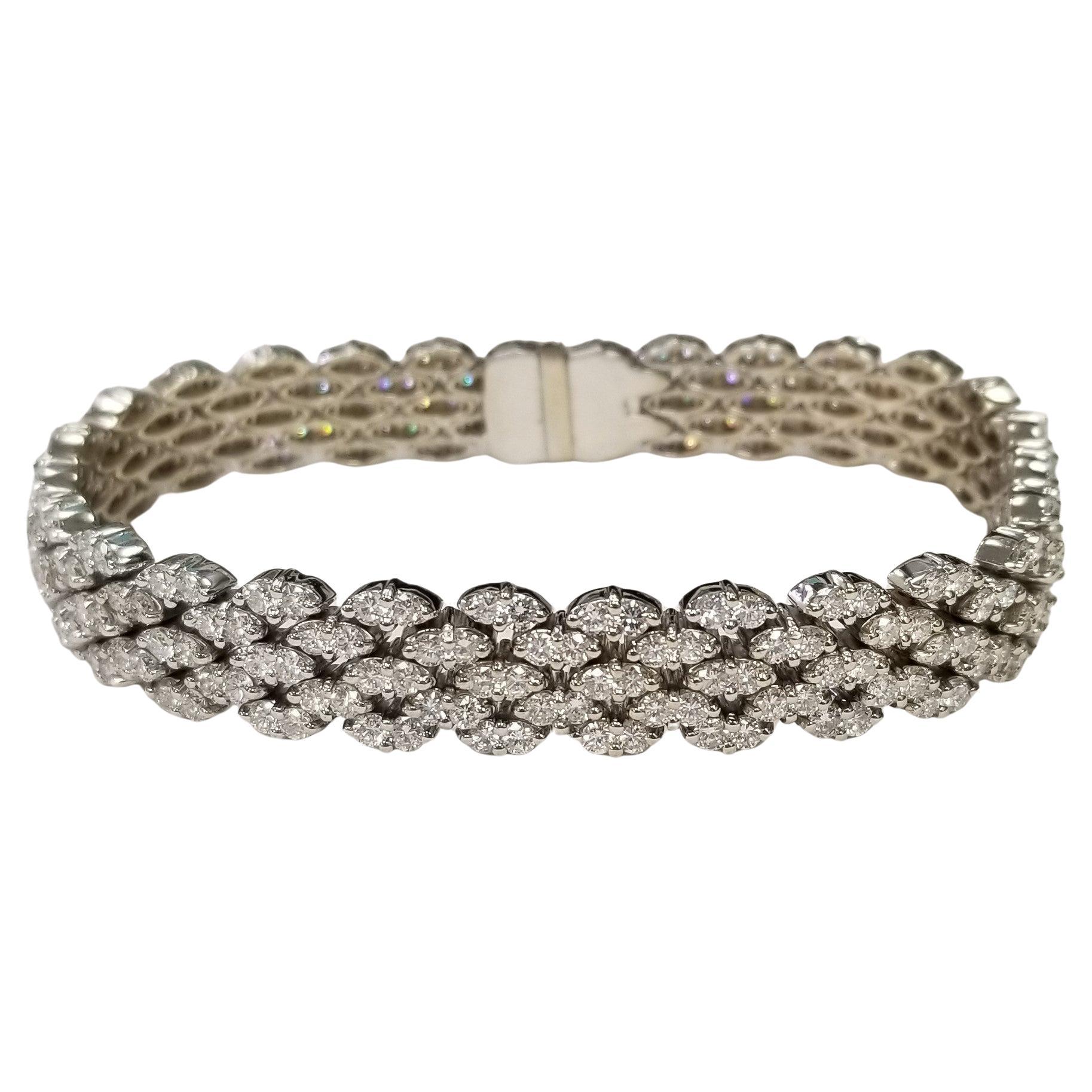 18K White Gold Diamond Vintage 5 row "Mesh" Bracelet diamonds 10.05cts