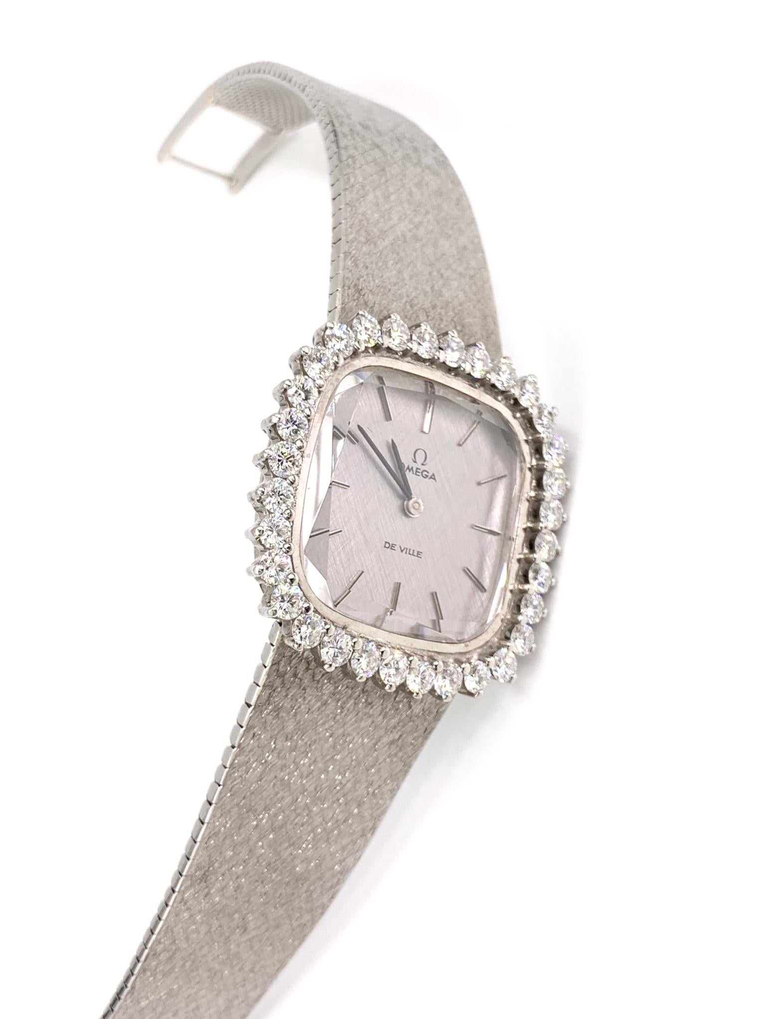 white gold omega de ville with diamonds