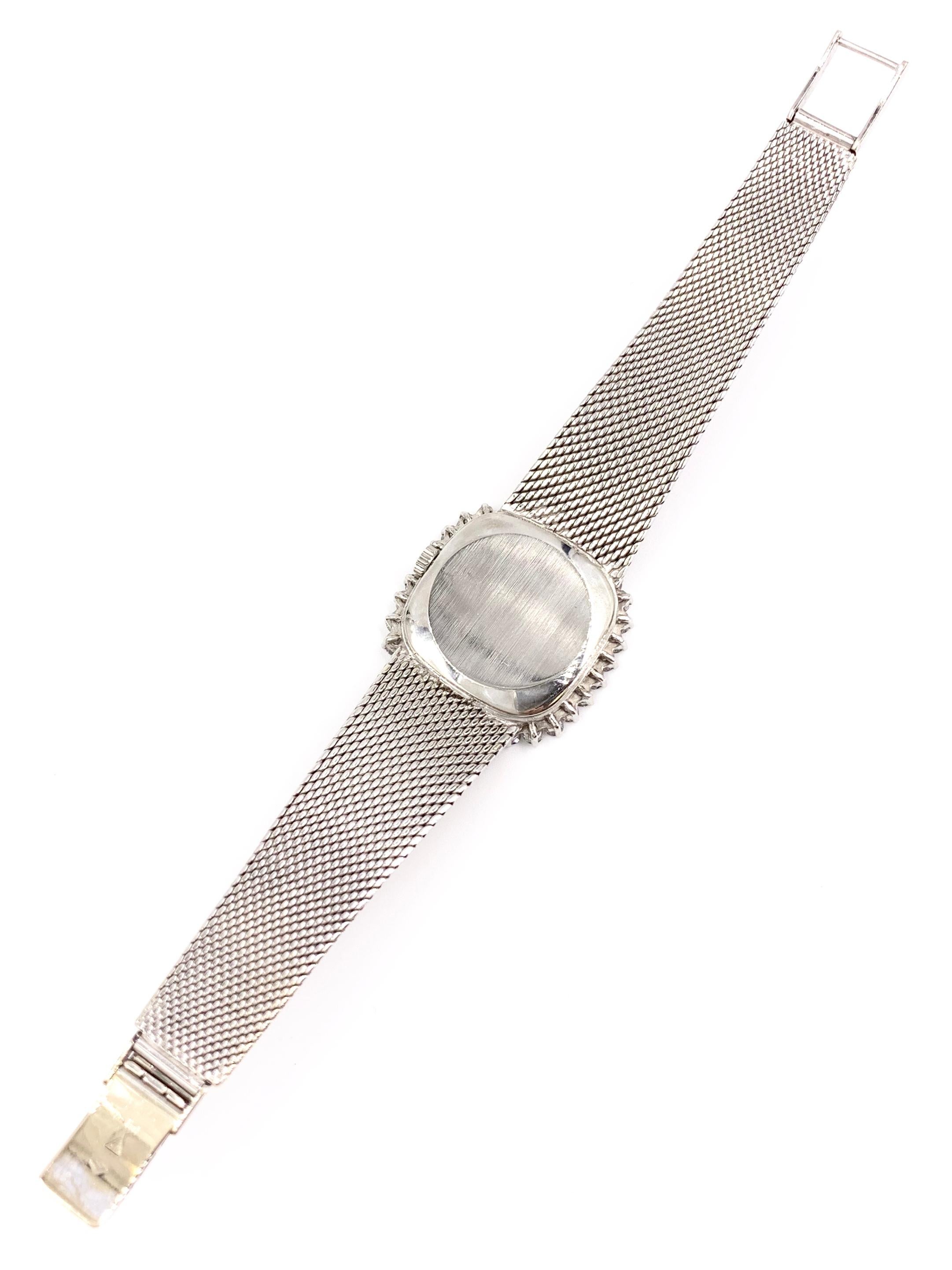 Retro 18 Karat White Gold and Diamond Vintage Omega De Ville Watch