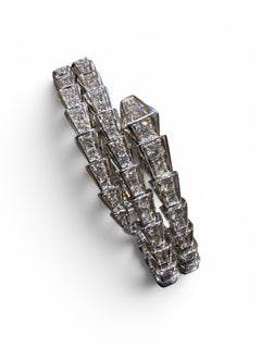 18k White Gold Diamond Viper Serpent Coil Bracelet 4.50 Carats E/F VS