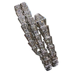 18k White Gold Diamond Viper Serpent Coil Bracelet 4.50 Carats E/F VS