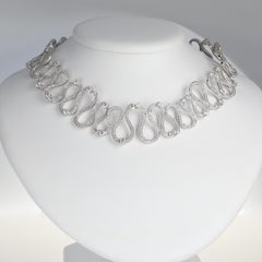 18K White Gold Diamond Wave Choker Necklace