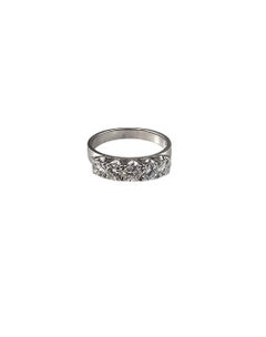 18K White Gold Diamond Wedding Anniversary Band Ring Size 6-6.25 #23847