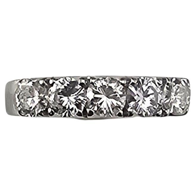 18K White Gold Diamond Wedding Anniversary Band Ring Size 6-6.25 #23847 For Sale