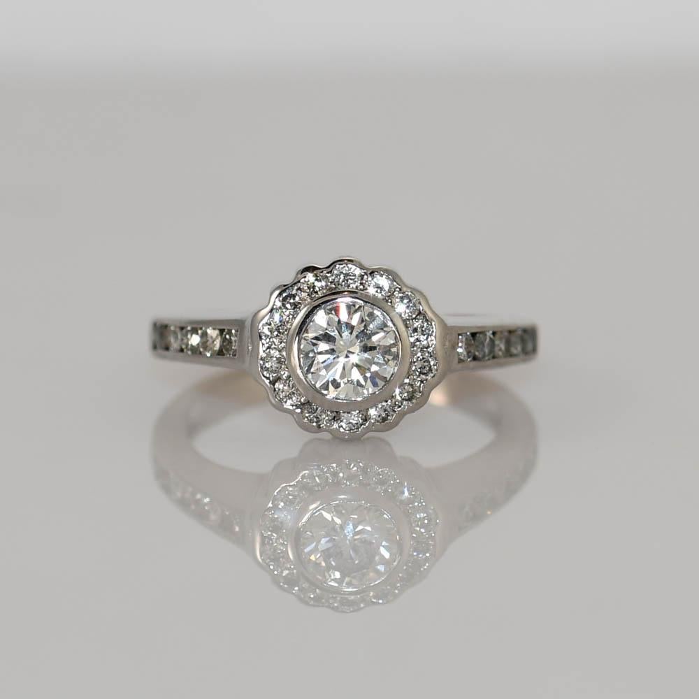 18K Weißgold Diamant Ehering Set 1,10ct im Angebot 1