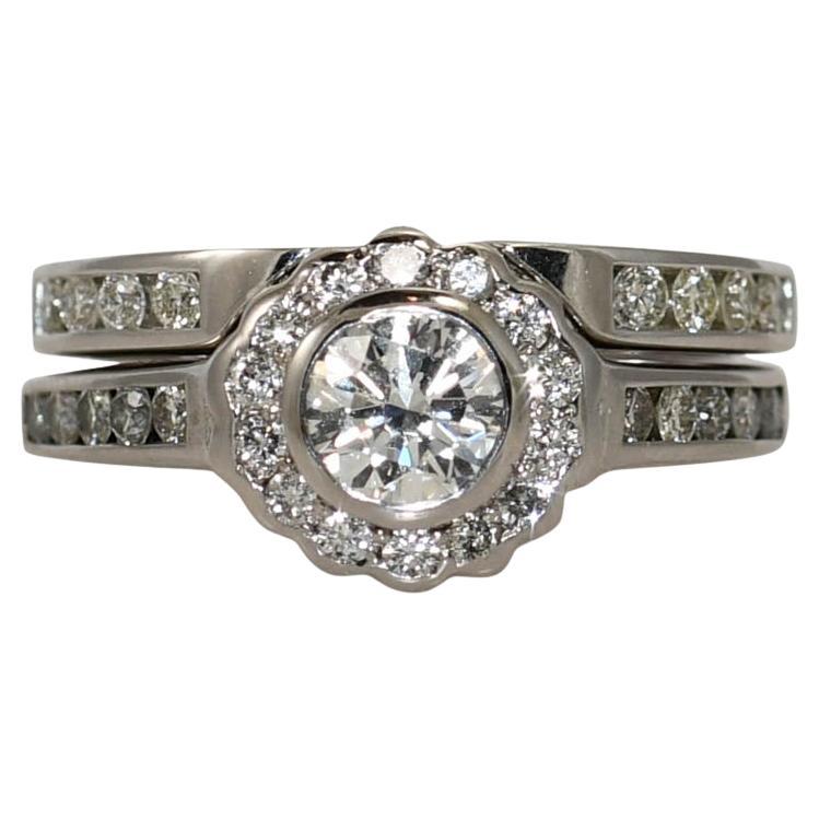 18K Weißgold Diamant Ehering Set 1,10ct