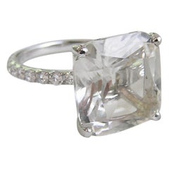 18k White Gold, Diamond & White Quartz Cocktail Ring