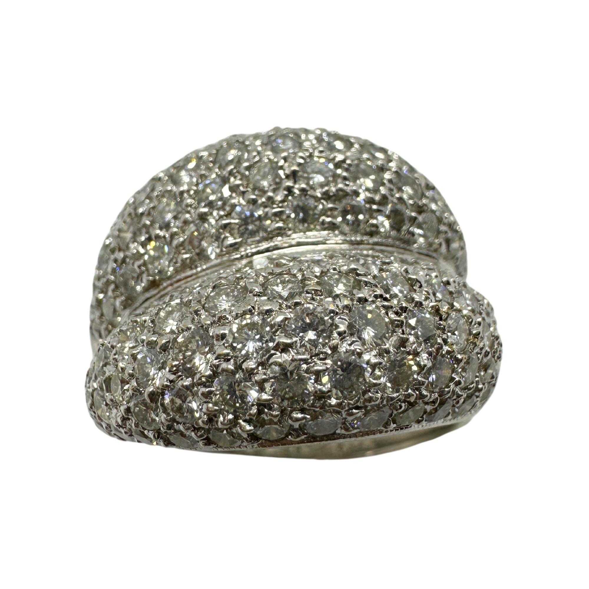 Women's 18k White Gold Diamond Wide Band Ring For Sale