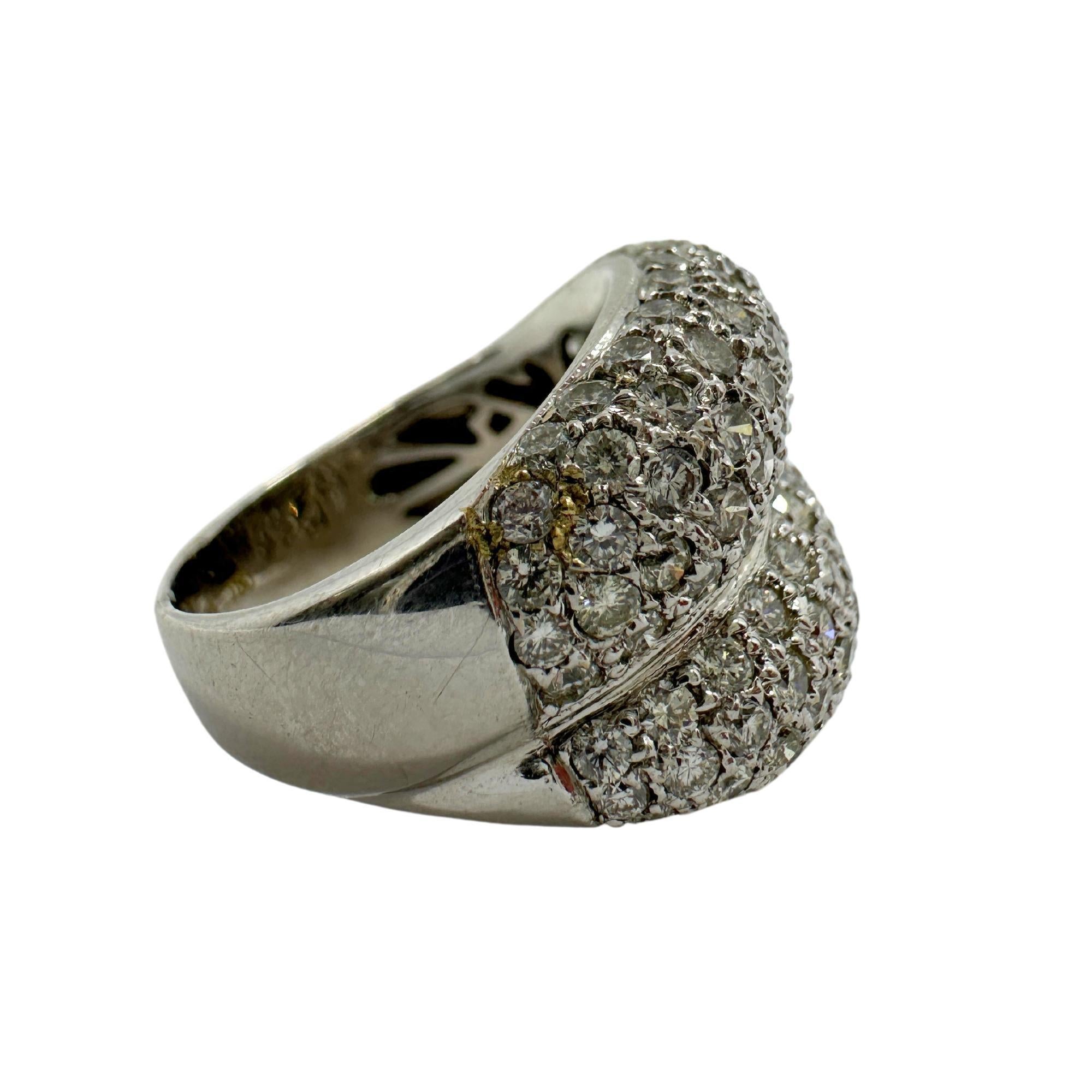 18k White Gold Diamond Wide Band Ring For Sale 2