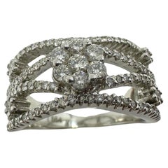 18K White Gold Diamond Wide Band Ring