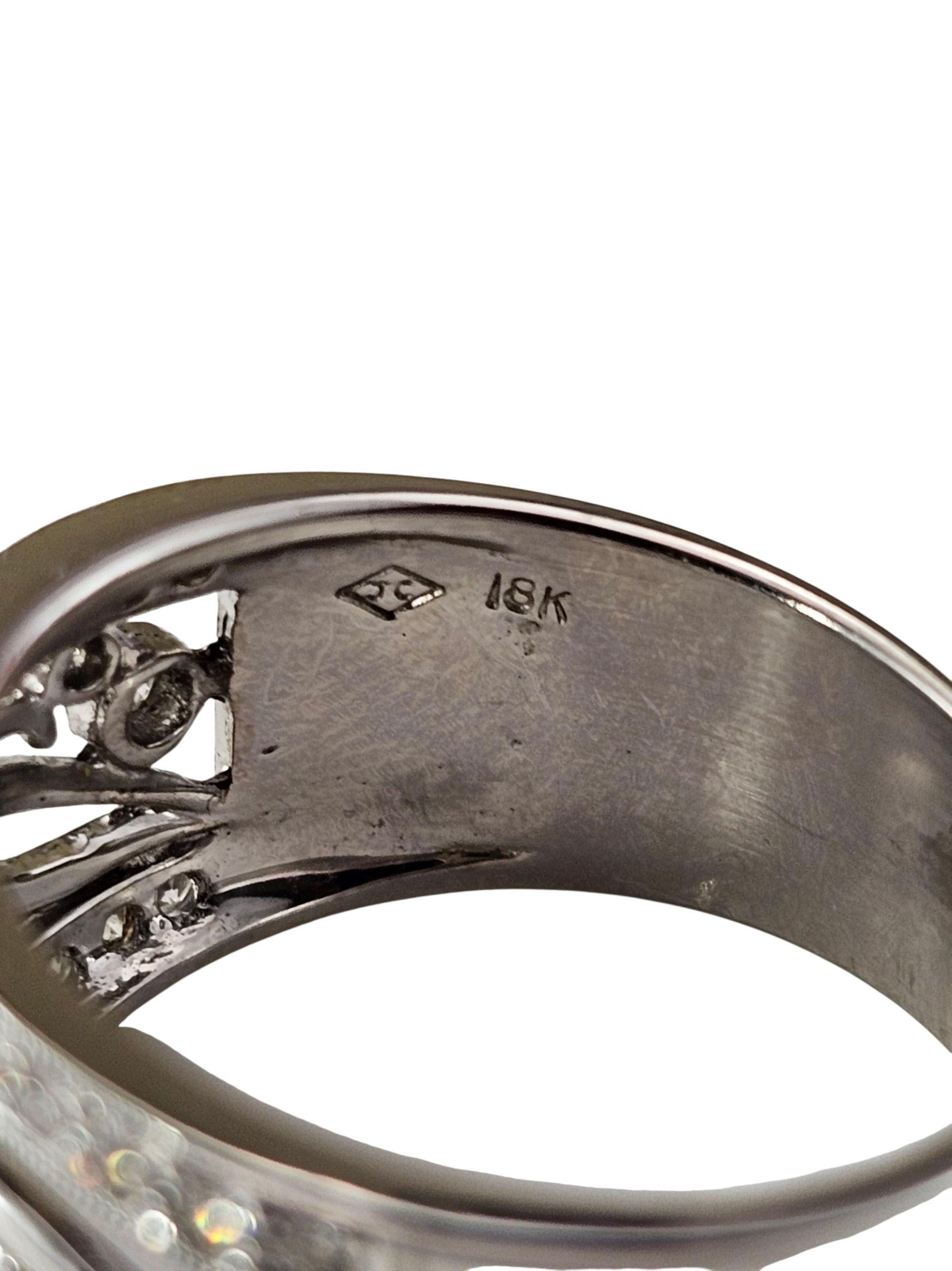 De las mujeres Anillo de oro blanco de 18 quilates con banda ancha de diamantes, tamaño 6,75 #23753 en venta