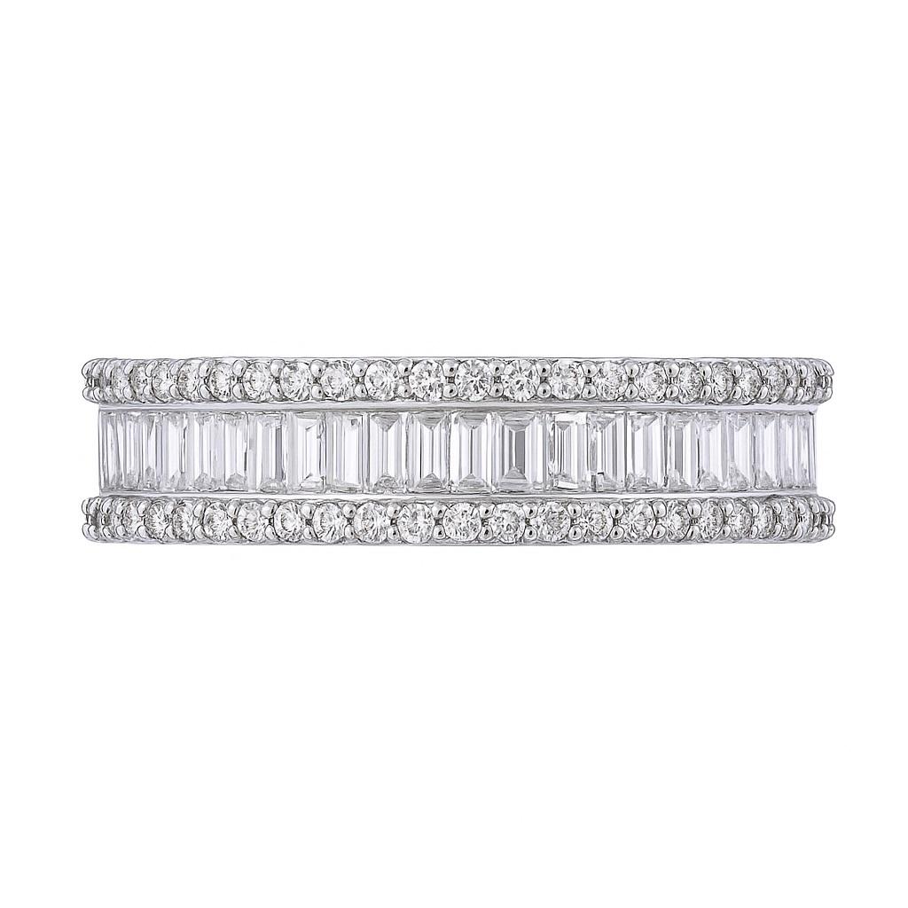 Baguette Cut 18K White Gold Diamond with baguatte Eternity Band, 3.00 Carats For Sale