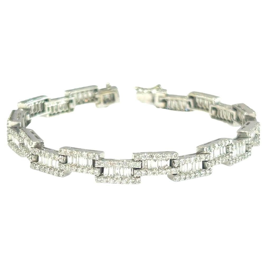 Bracciale Zig Zag con diamanti in oro bianco 18 carati 5,00 peso totale in vendita