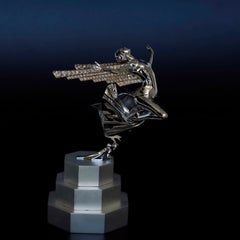 18K White Gold Diamonds 6.0 Carat Sculpture on 925 Silver Pedestal Rolls Royce