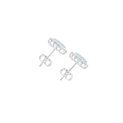 18k White Gold, Diamonds and Aquamarines Stud Earrings