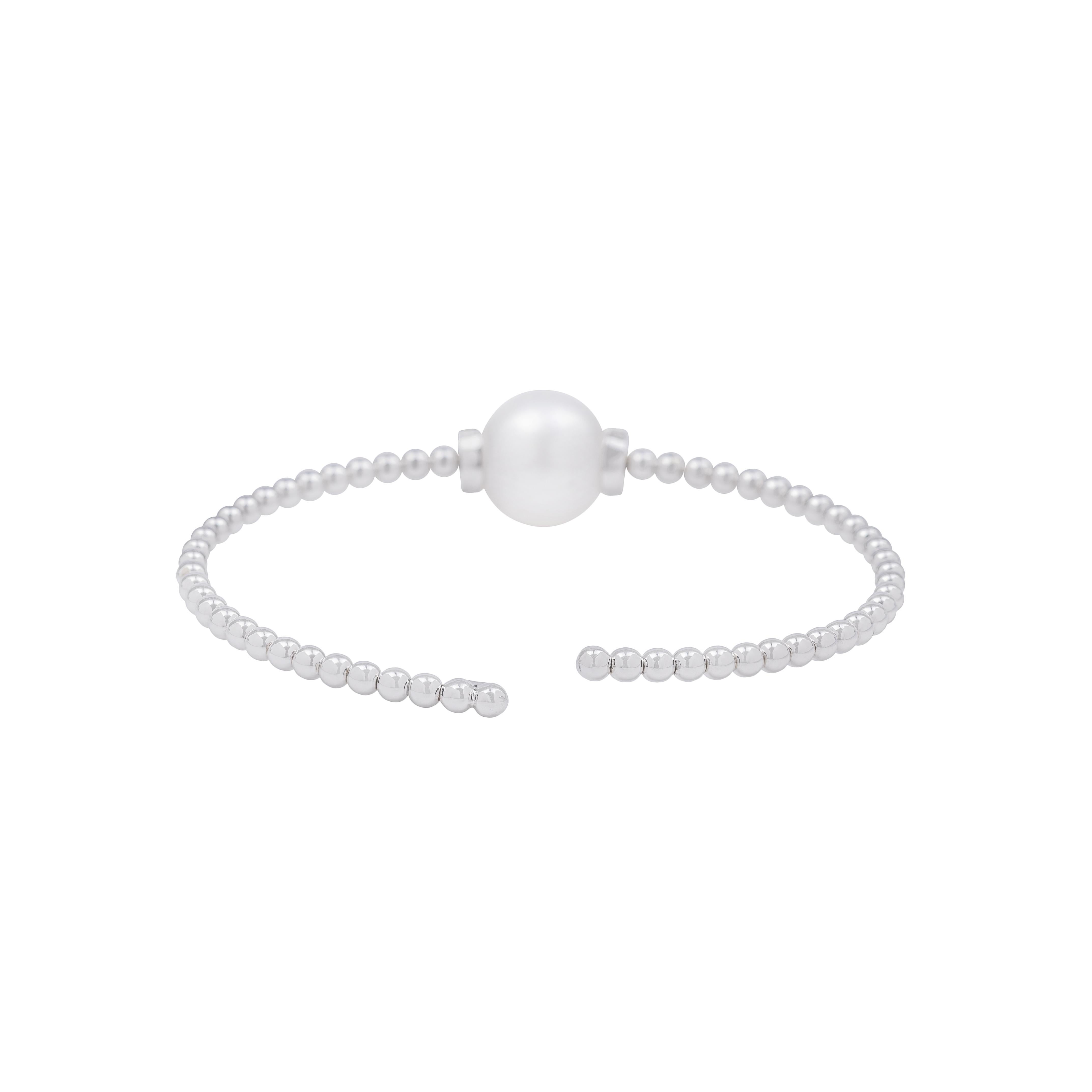 Contemporary 18k White Gold, Diamonds and Pearl Bracelet