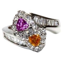 18K White Gold, Diamonds and Sapphire Ring