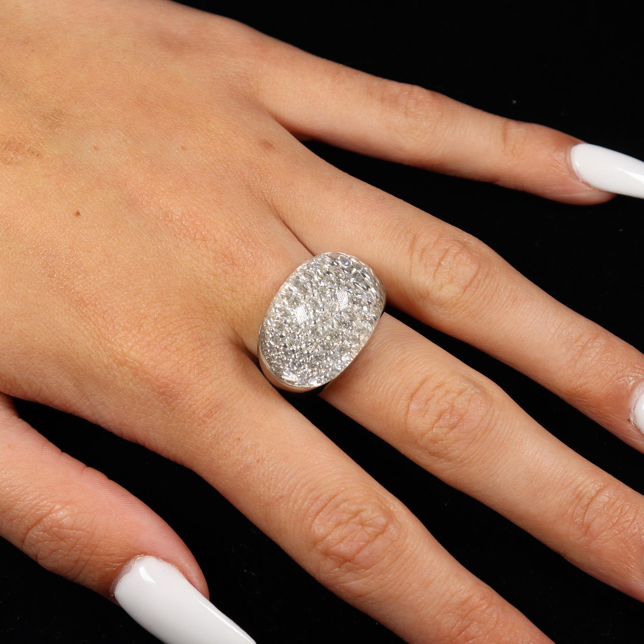 Ladies Cocktail Diamonds 18k White Gold Ring For Sale 4